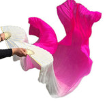Women cheap belly dance fan veil white rose gradient color
