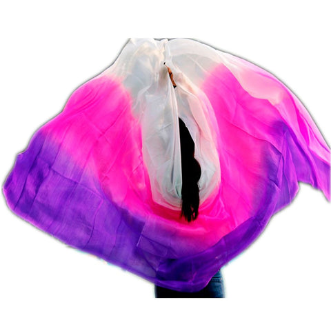 Women cheap silk belly dance veils white rose purple