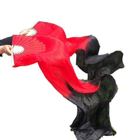 Women new belly dance fan veils red black colors