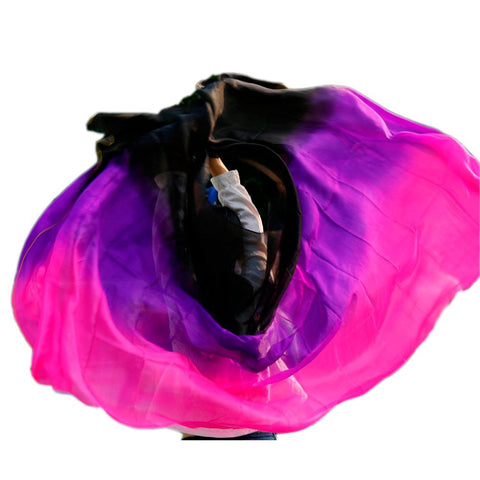 Women cheap belly dance silk veil black purple rose