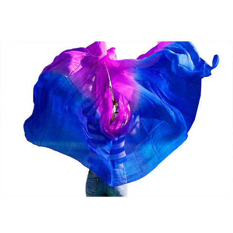 Women new high quality belly dance silk veil turquoise blue purple