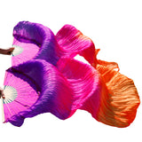New arrivals 1.8m women cheap silk belly dance fan veil pairs purple rose orange on sale