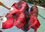 New Arrivals Tie-dyed 100% silk fan veils for Belly Dancer Sexy long silk fans