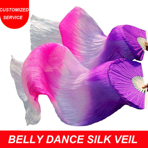 Hot Selling 1 Pair Women Chinese Silk Belly Dance Fan Veils Gift for Mom