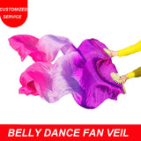 New Arrivals Natural 100% Silk Belly Dancing Silk Fan Veils Purple Rose Gradient