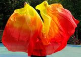 Women new high quality belly dance silk veil red orange yellow