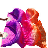 New arrivals 1.8m women cheap silk belly dance fan veil pairs purple rose orange on sale