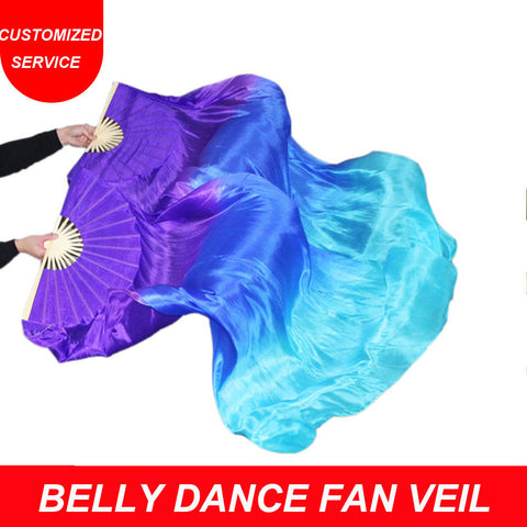 Women New Arrival 100% Silk Fan Veils 1.8 M Chinese Belly Dance Fan Veil