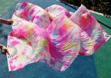 New arrivals women cheap tie dye belly dance fan veils rainbow color 180*90cm