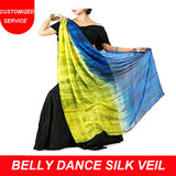 100% Silk Stage Performance Silk Veil Tie-dyed Color Belly Dance Silk Veils