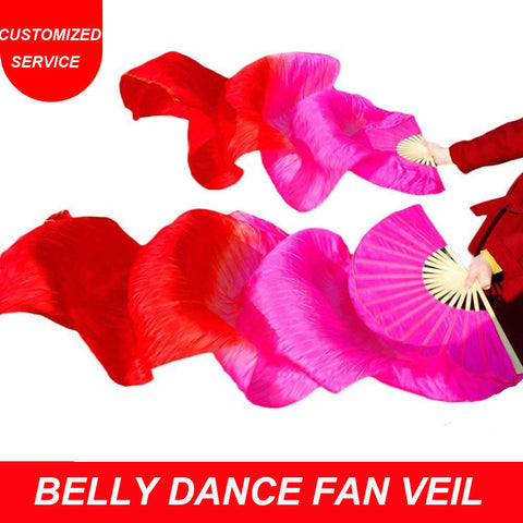 High Quality Hand Made Belly Dance Fan Veils for Women 100% Real Silk Material