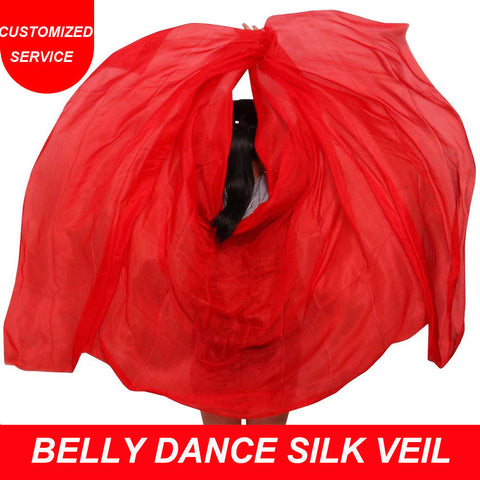 New arrivals women pure red color belly dance silk veils for sale