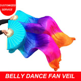 Natural silk veils belly dance fan veil 1 pair of belly dancing fan classical colors