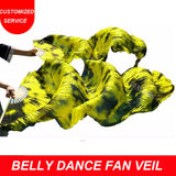 New Arrivals 1 Pair Tie Dyed Fan Veils Hand Maded Belly Dance Silk Fan Veil