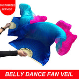 Hot selling women cheap belly dance fan veil blue turquoise rose