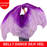 Women new sexy gradient purple belly dance silk veils on sale