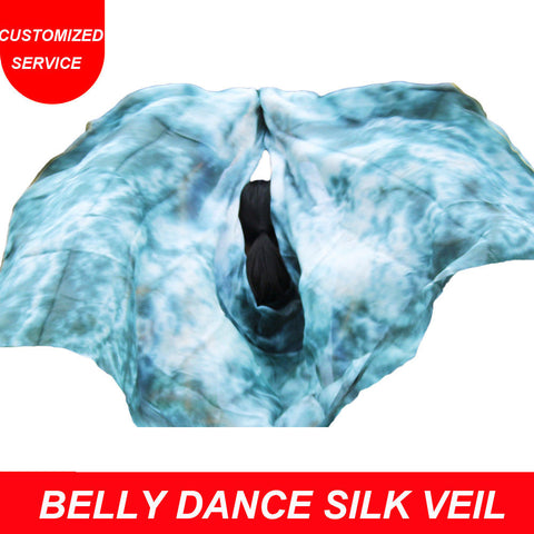 New Arrivals Tie Dye 100% Real Silk Belly Dance Veil Cheap Dance Veils for Women