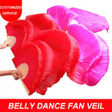 Hot new women cheap 100% real silk belly dance fan veil red rose gradient color