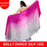 New arrivals women cheap silk belly dance veil on sale rose white gradient color