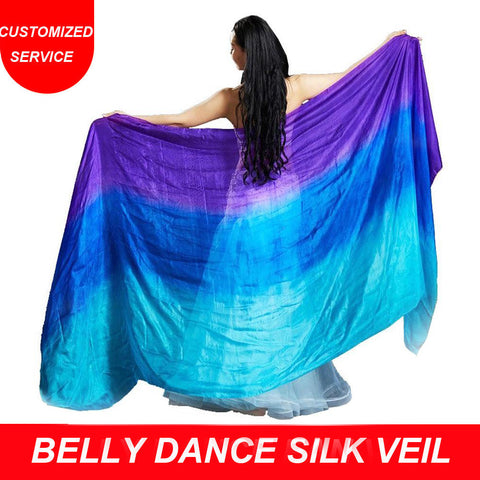 Women new arrivals belly dance silk veil turquoise blue purple