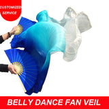 Hot selling women cheap belly dance silk fan veil blue turquoise white