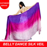 Women new cheap belly dance silk veil purple rose pink