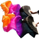 High Quality Silk Belly Dance Fan Dance 100% Real Silk Veils Black Purple Rose Orange Color.